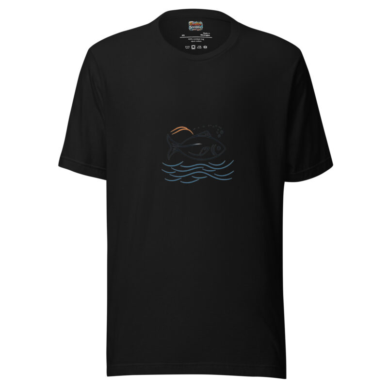 Fish Bubble Doodle T-Shirt - Ocean Serenity Art alternate view