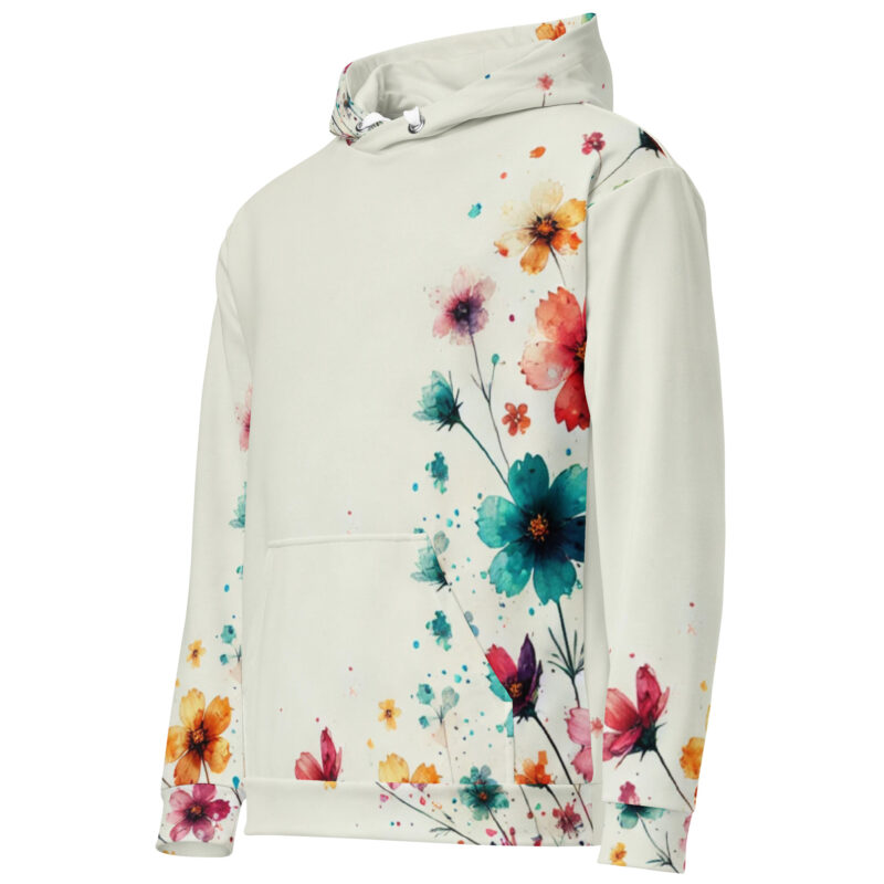 Pastel Bloom Flower Hoodie with Doodle Graphic alternate view