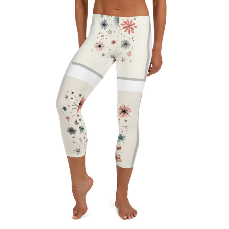 Pastel Floral Doodle Capri Leggings alternate view