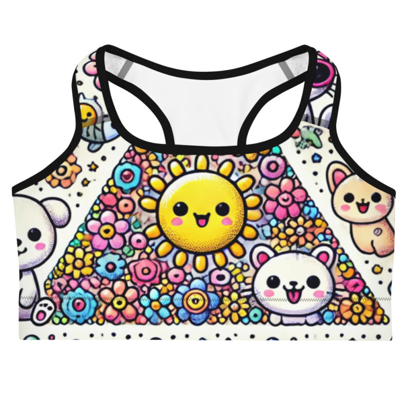 Playful Adorable Cute Doodles Sports Bra for All Activities