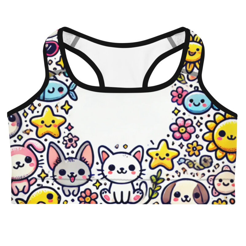 Playful Cute Doodles Sports Bra for All Activities