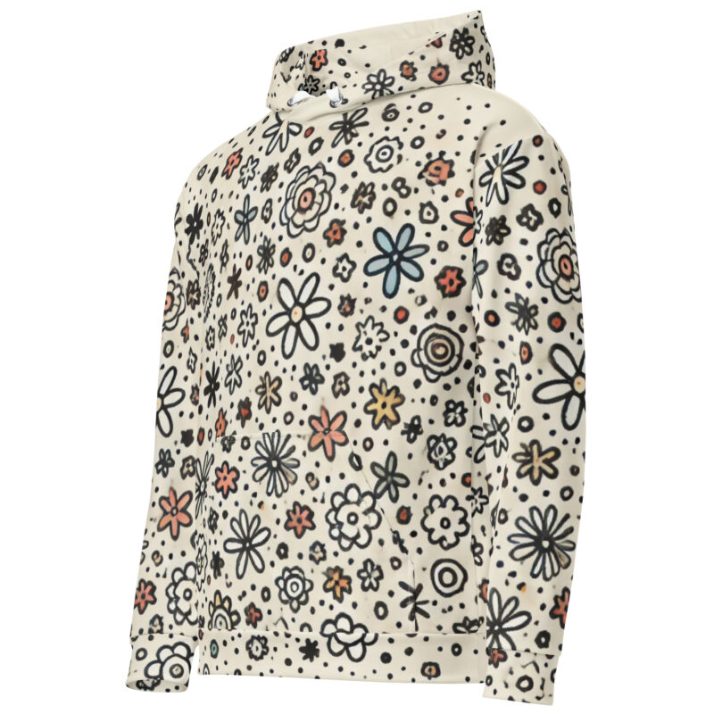 Doodle Flower Hoodie with Playful Floral Graphic alternate view