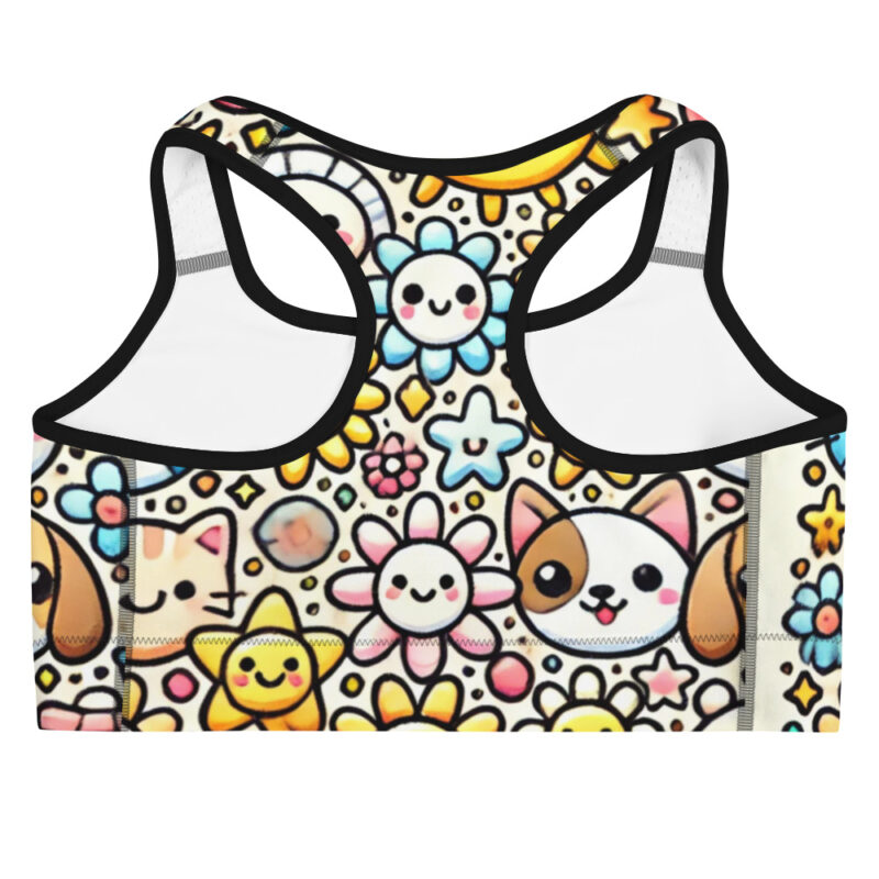 Cute Doodle Sports Bra with Playful Illustrations alternate view