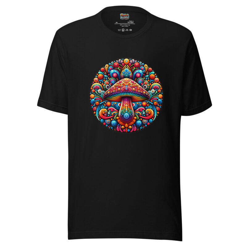 Psychedelic Mushroom T-Shirt with Fungal Fantasy Art alternate view