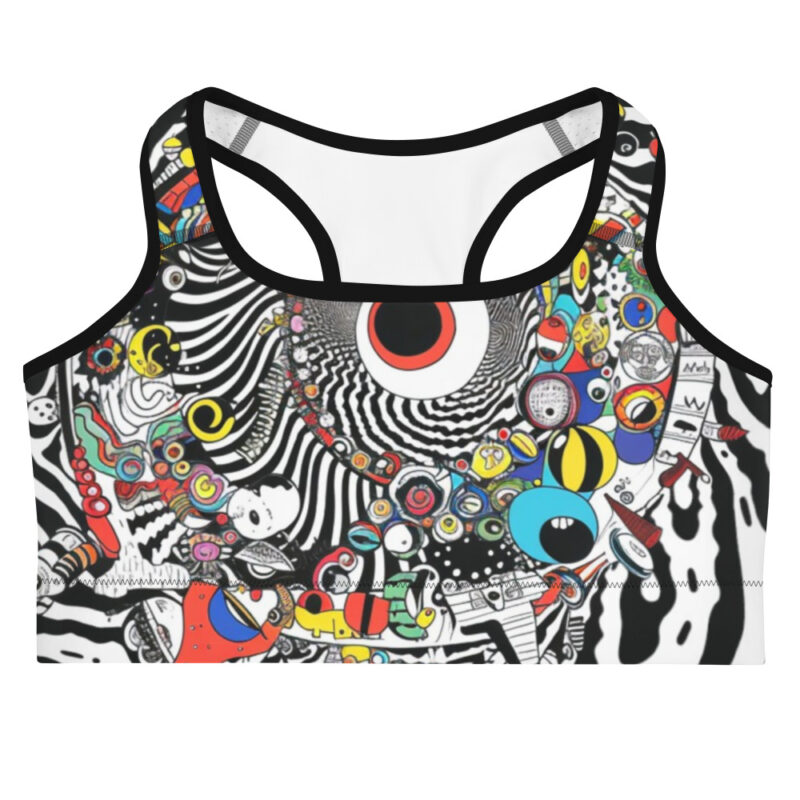 Psychedelic Swirl Doodle Sports Bra - Eye of Imagination