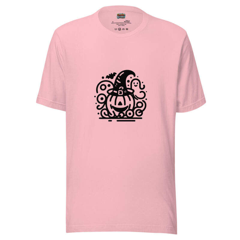 Pumpkin Hat T-Shirt with Ghostly Gourd Doodle