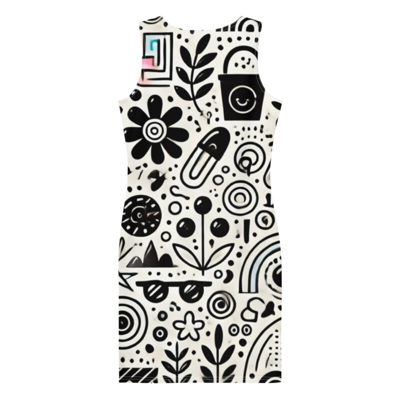 Radiant Blossom Bodycon Dress with Cool Doodles alternate view