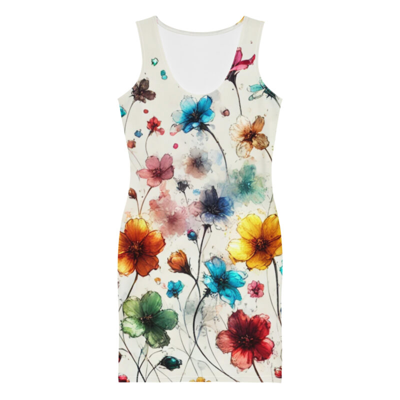Rainbow Garden Floral Bodycon Dress