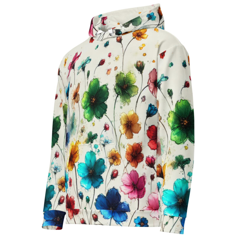 Rainbow Garden Graphic Hoodie with Flower Doodle Art alternate view