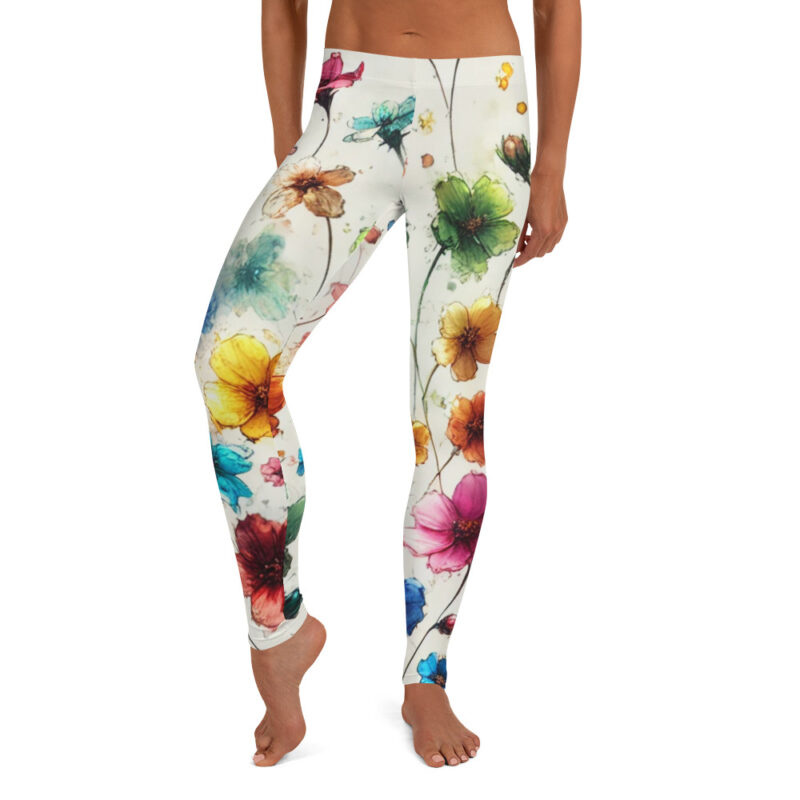 Rainbow Garden Flower Doodle Workout Leggings