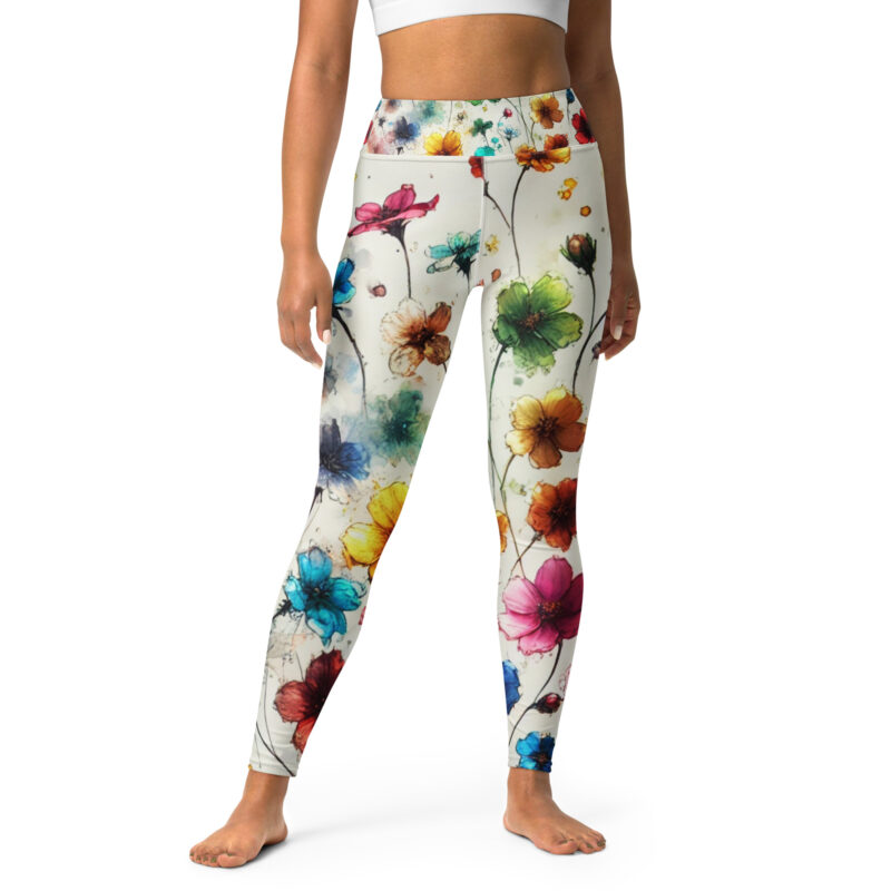Rainbow Garden Flower Doodle Yoga Leggings