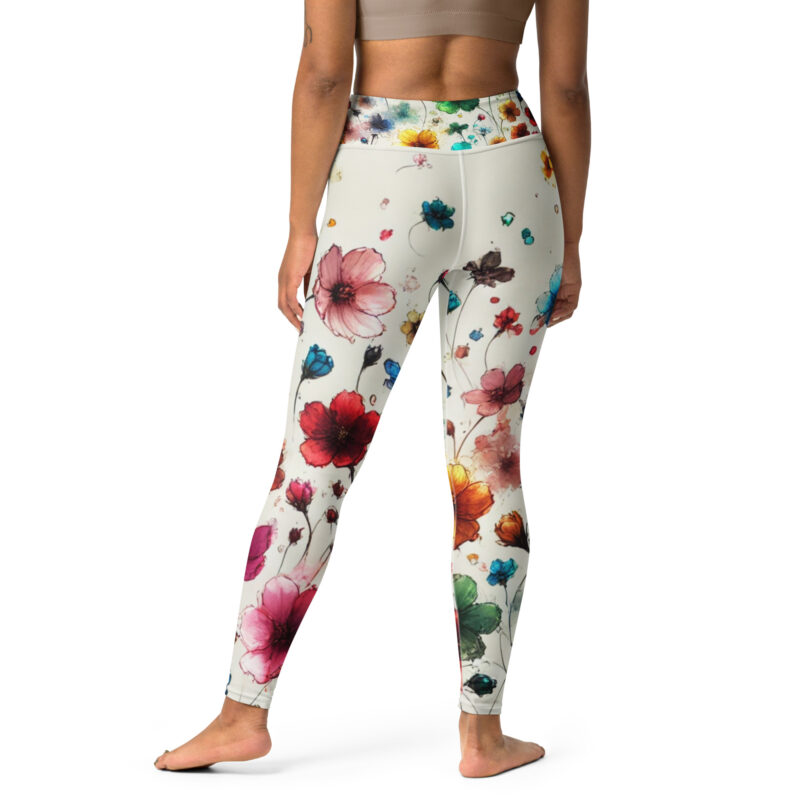 Rainbow Garden Yoga Leggings with Flower Doodle Print alternate view