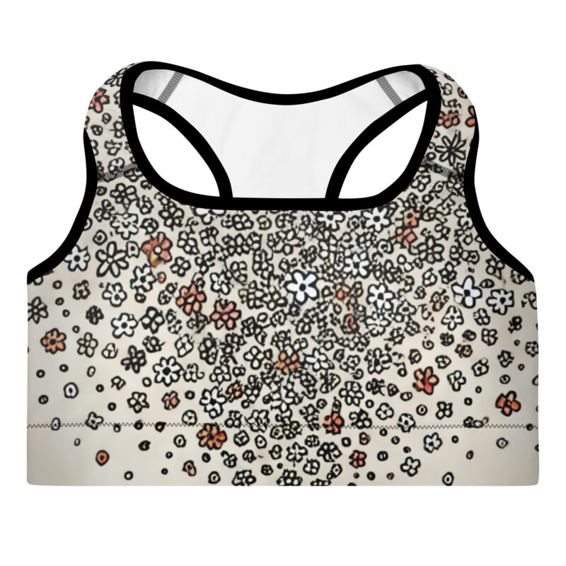 Romantic Heart Doodle Padded Sports Bra