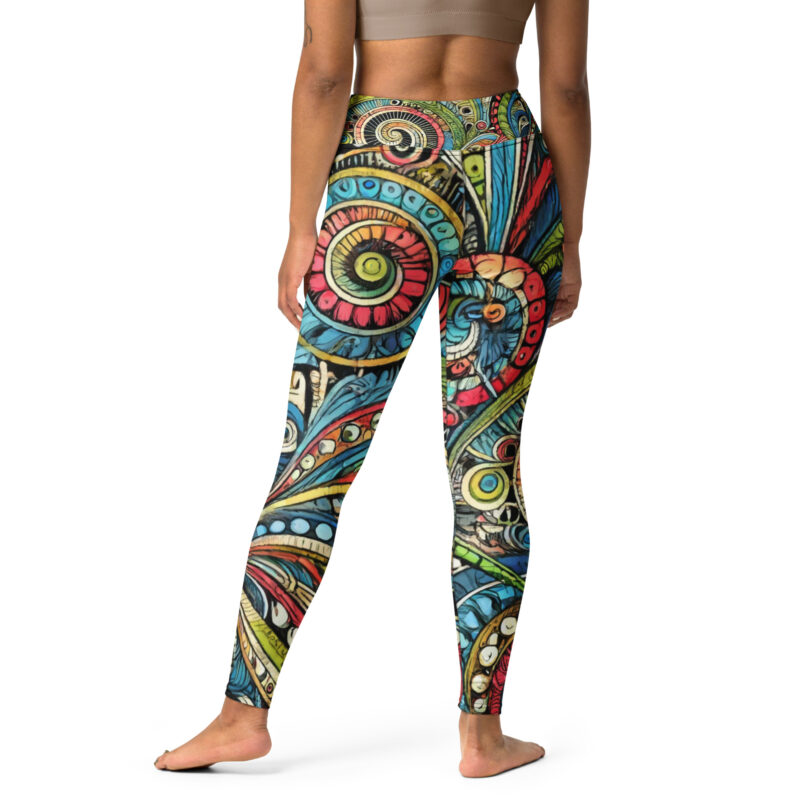 Fantasy Abstract Yoga Leggings with Scribble Doodle Art alternate view