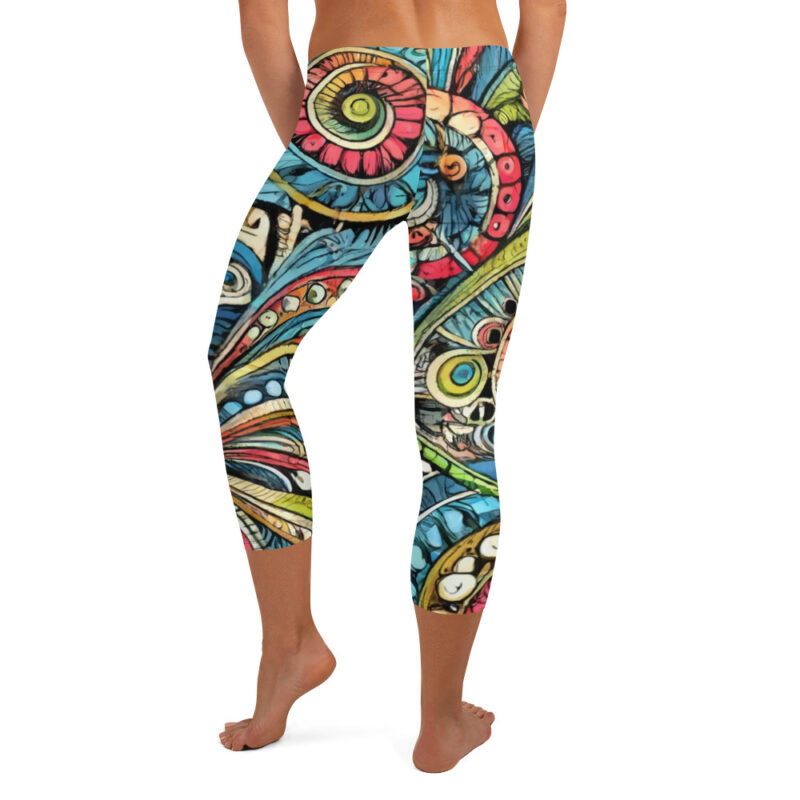 Scribble Diffusion Bohemian Whirl Abstract Doodle Capri Leggings