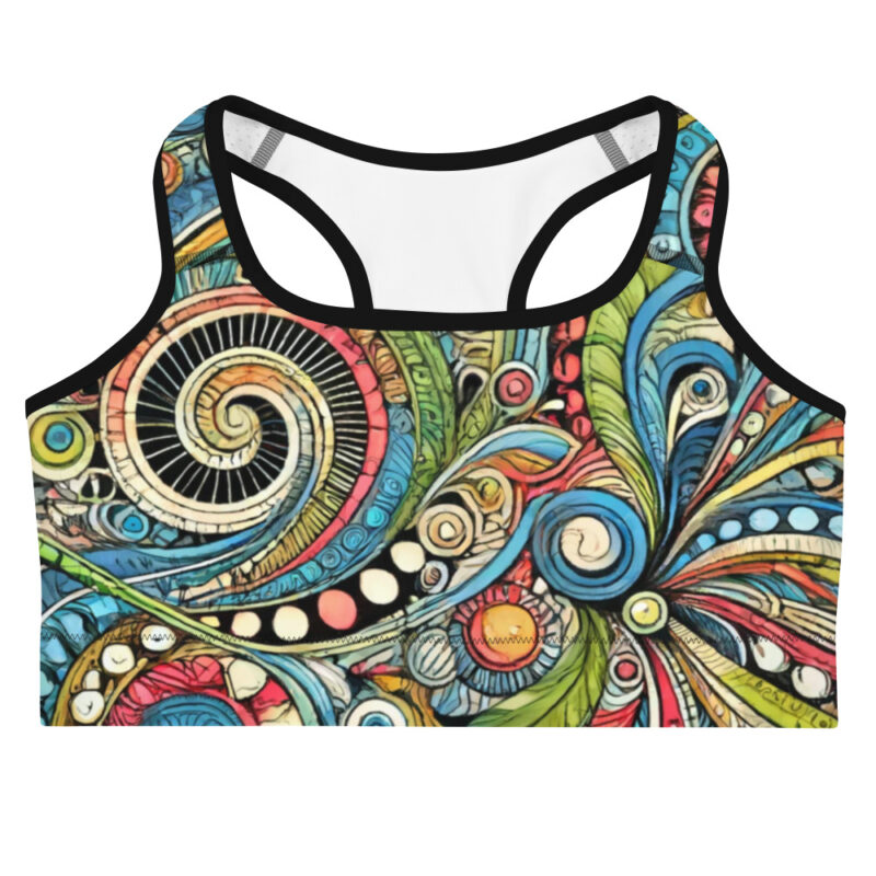 Scribble Diffusion Dynamic Abstract Doodle Sports Bra