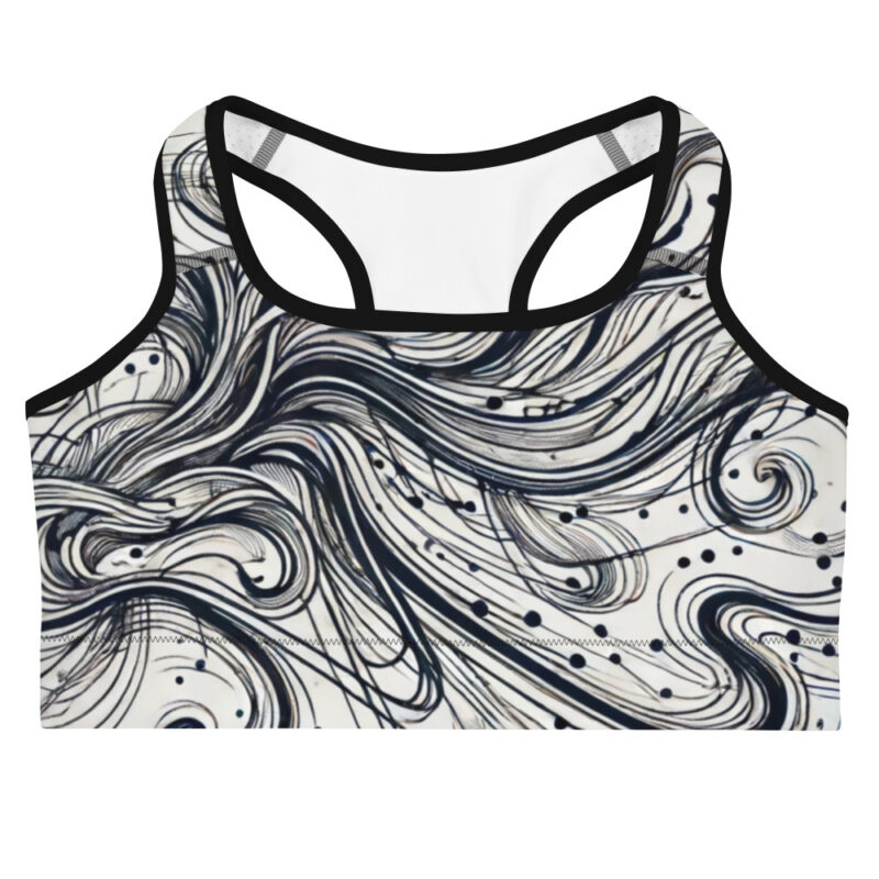 Scribble Diffusion Energetic Abstract Doodle Sports Bra