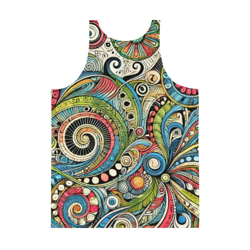 Psychedelic Swirl Tank Top with Abstract Doodle Art alternate view