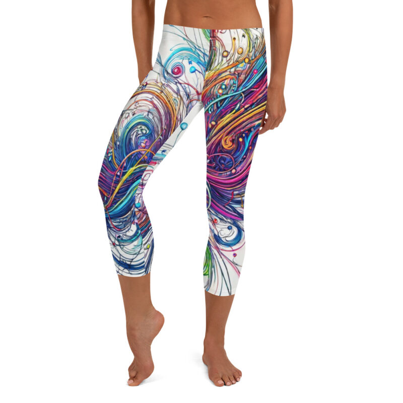 Rainbow Swirl Capri Leggings with Scribble Diffusion Art alternate view