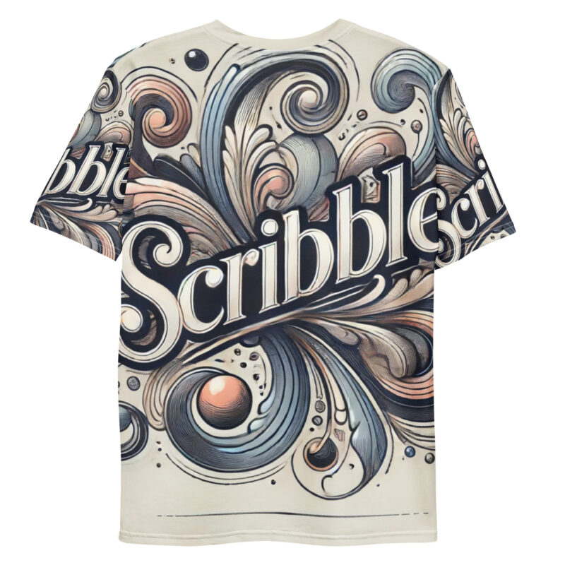 Retro Elegance T-Shirt with Abstract Doodle Design alternate view