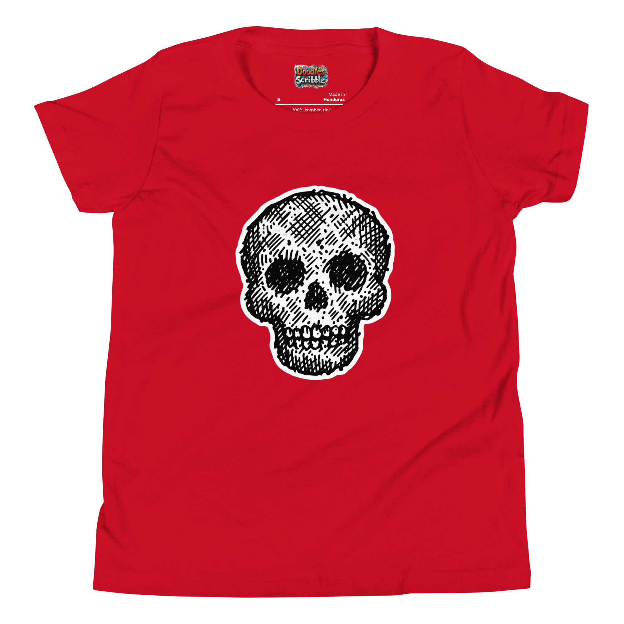 Skull T-Shirt with Scribbled Halloween Design alternate view