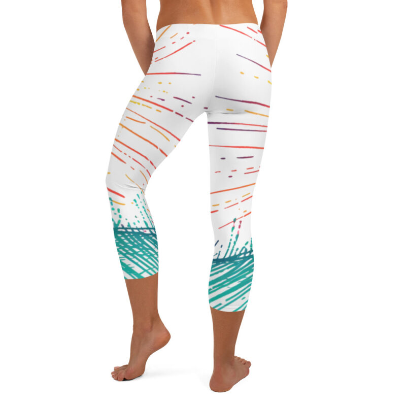 Serene Scribble Sunrise Cross Easter-Themed Capri Leggings