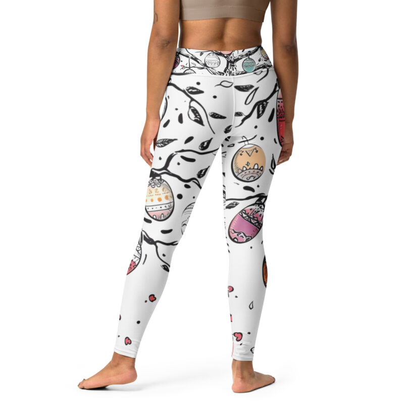 Pastel Easter Egg Yoga Leggings - Serenity in Spring Doodle alternate view