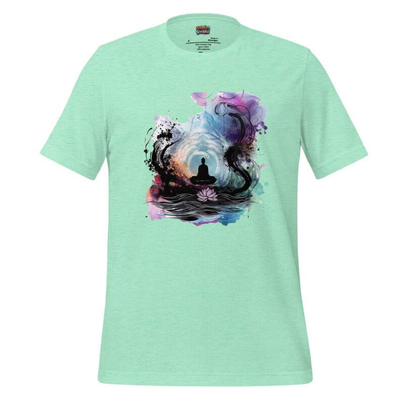 Serenity Swirl Doodle Meditation Pose with Cosmic Backdrop Tee