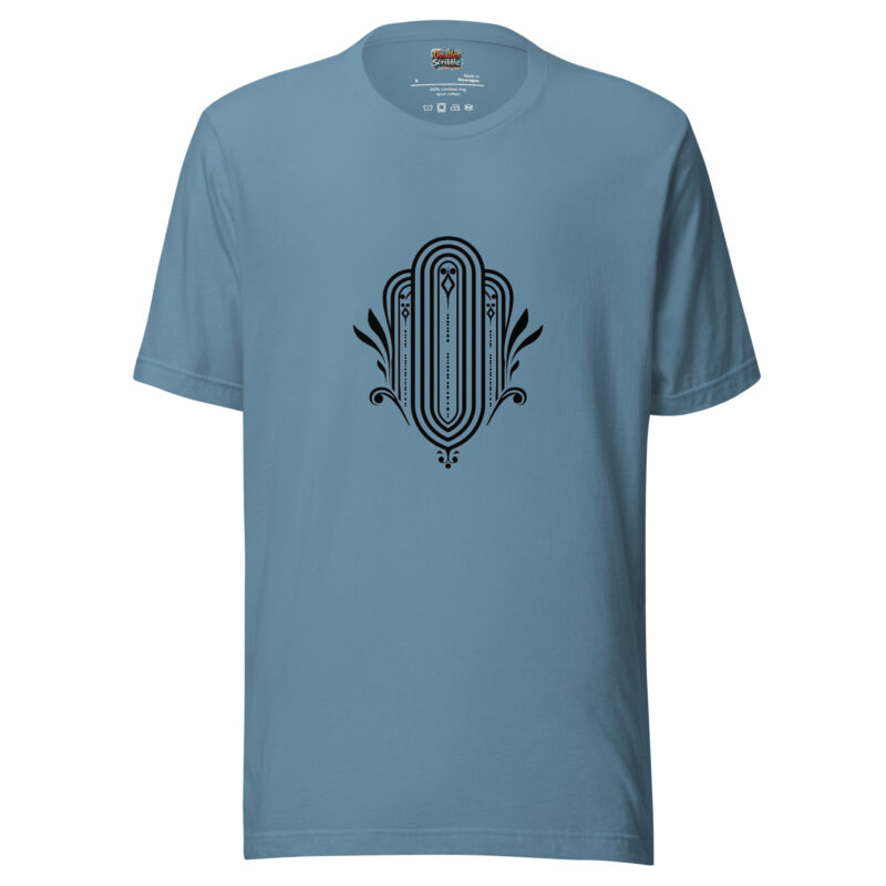 Sleek Art Deco Flair Scribble Emblem Intricate Doodle Detail Tee