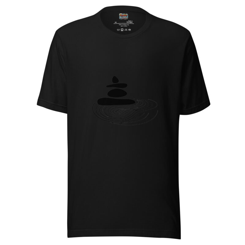Pebble Stack T-Shirt with Rippled Water Zen Doodle alternate view