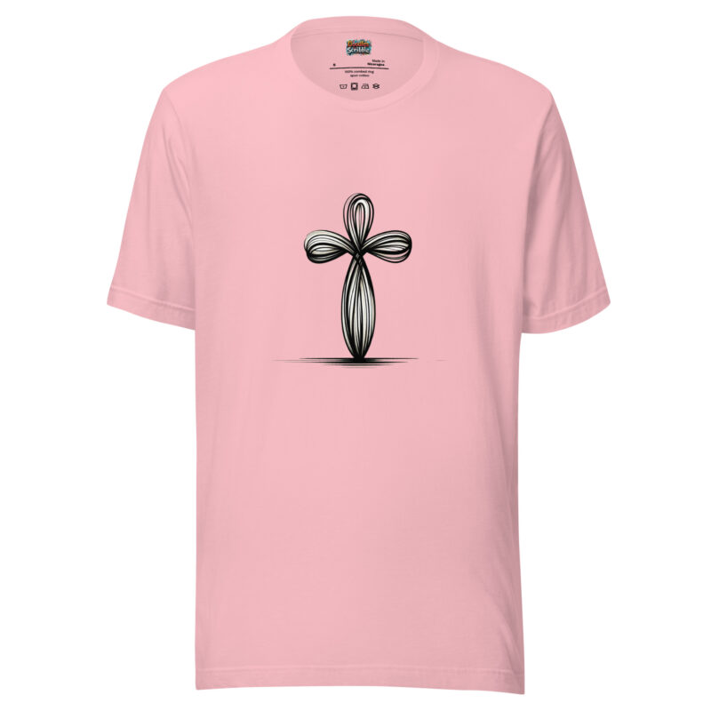 Soulful Scribbles T-Shirt - Elegant Monochrome Ankh