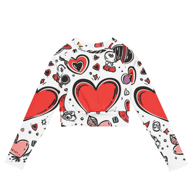 Stellar Embrace Long Sleeve Crop Top - Valentine's Doodles Edition
