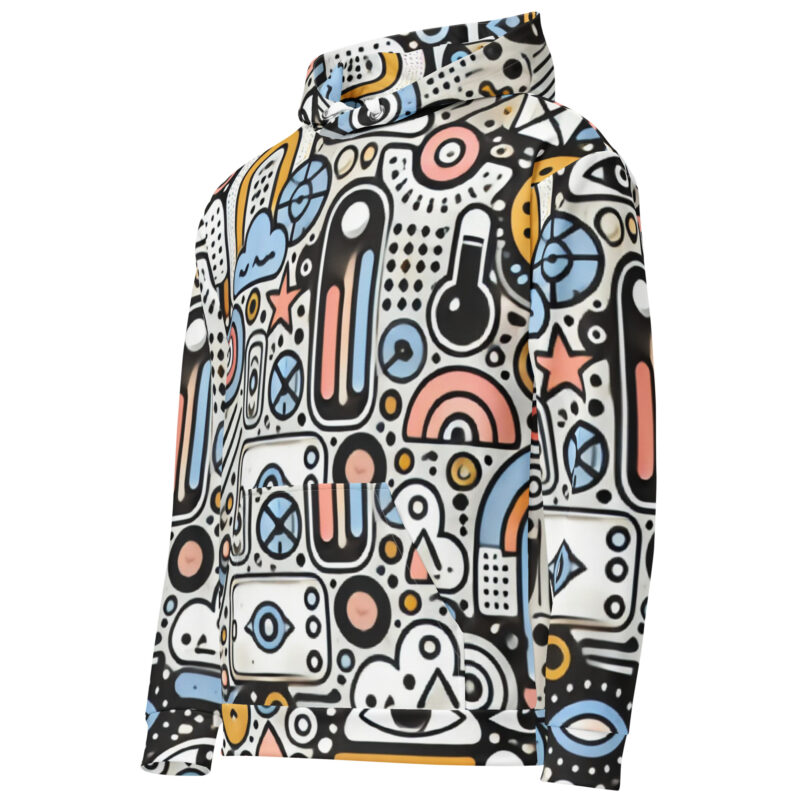 Artistic Cloud and Geometric Print Hoodie