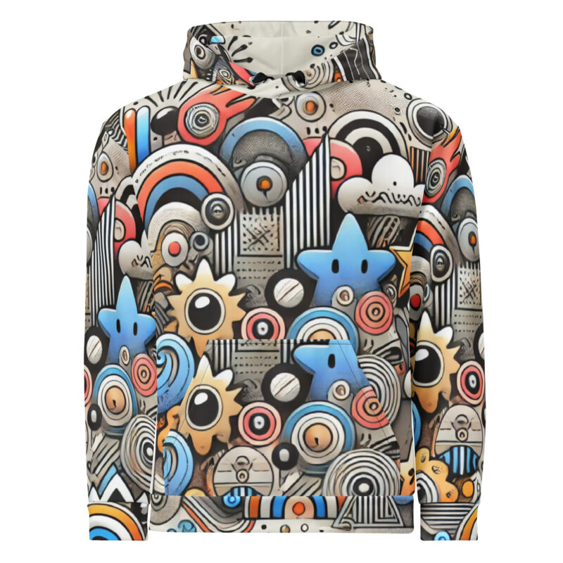 Whimsical Cloud and Geometric Shapes Hoodie