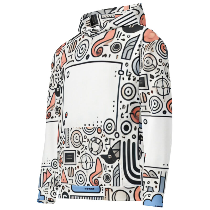 Abstract Cloud Shape Hoodie with Geometric Doodles alternate view