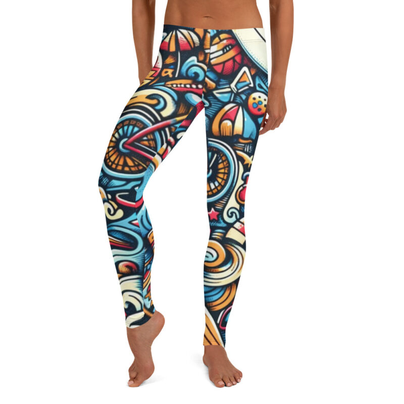 Summer Beach Fun Doodles Leggings