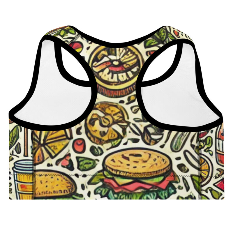 Summer Picnic Padded Sports Bra with Fun Doodles alternate view