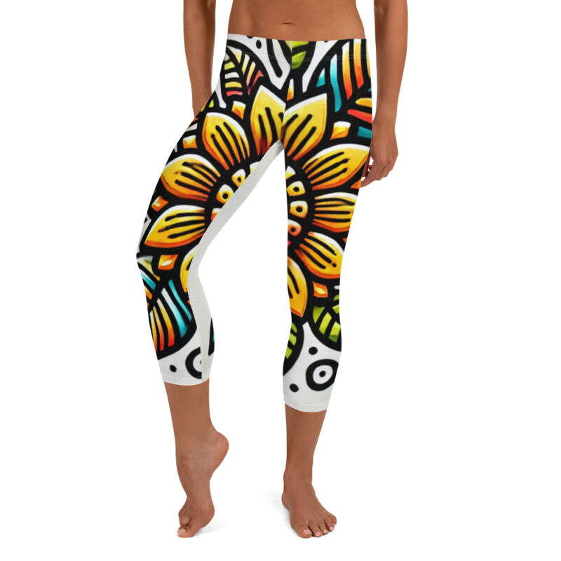 Sunflower Blossom Capri Leggings with Floral Print alternate view