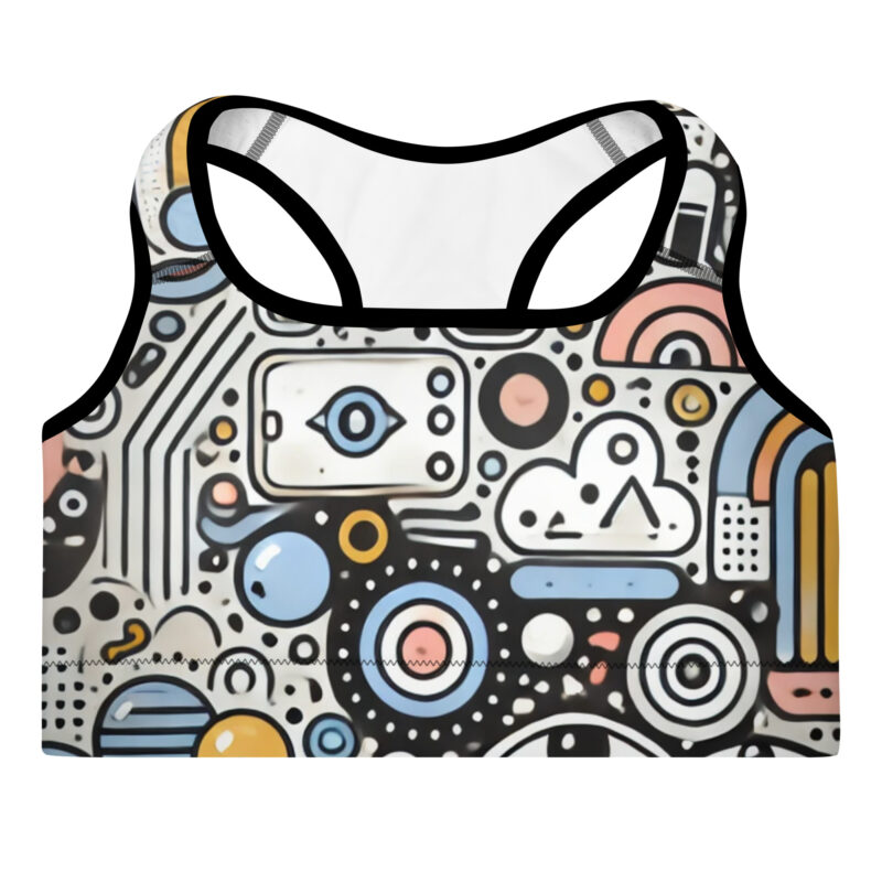 Trendy Whimsical Cool Doodles Padded Sports Bra
