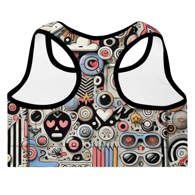 Cool Doodles Padded Sports Bra with Whimsical Shapes alternate view