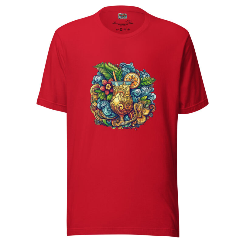 Tropical Cocktail T-Shirt with Summer Doodles Artwork alternate view
