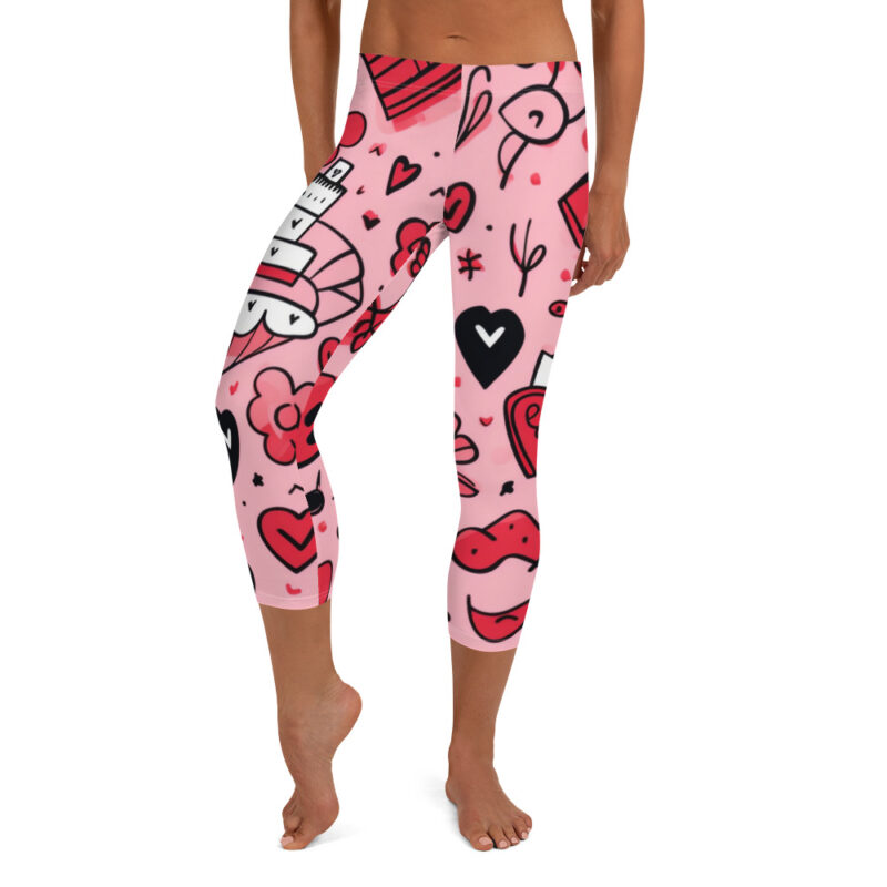 Valentine's Doodle Capri Leggings with Active Affection Print alternate view