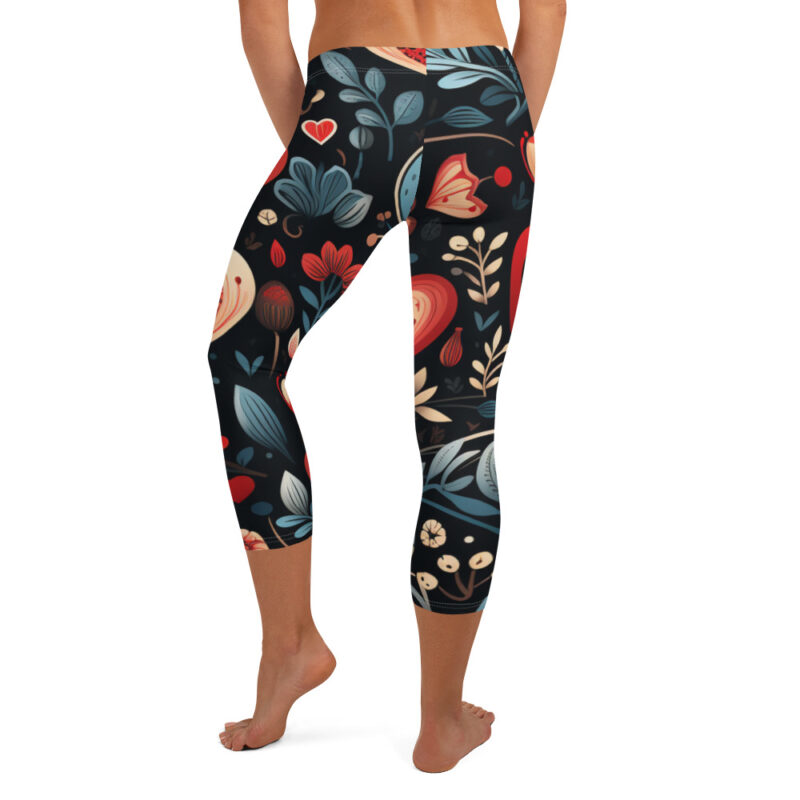 Valentine's Doodle Capri Leggings for Active Romance