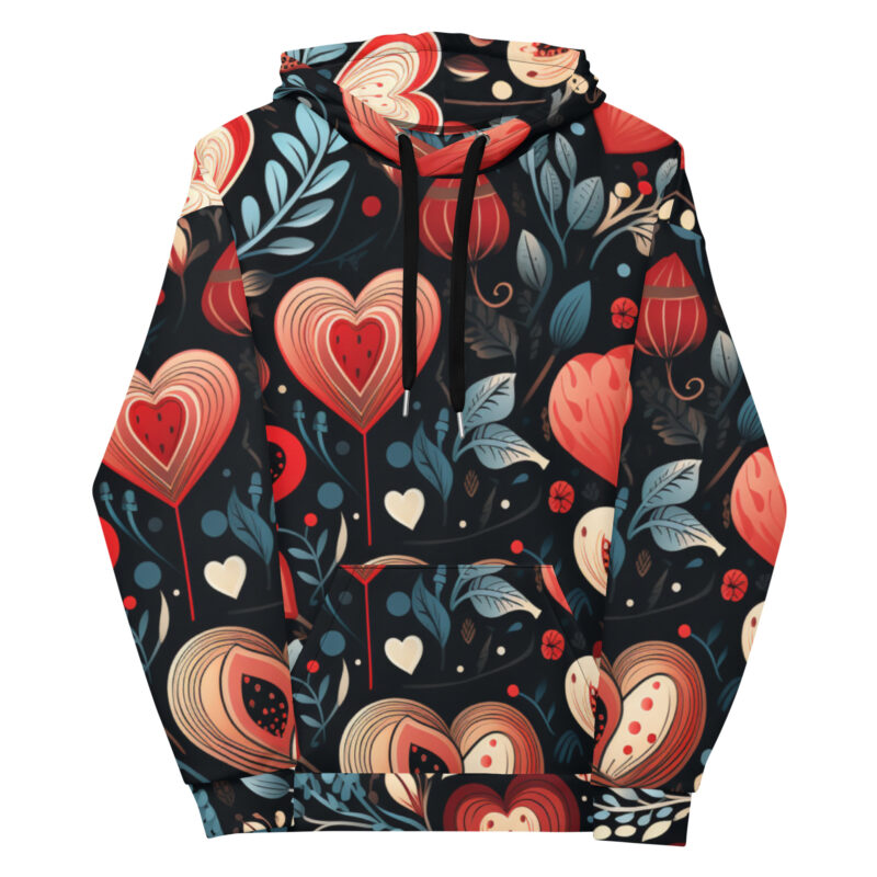 Valentine's Doodle Extravaganza Hoodie for Cozy Comfort