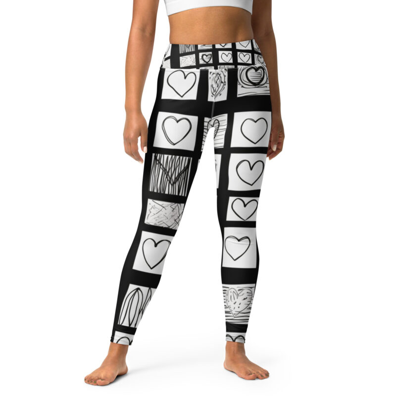 Valentine's Doodle Heart Harmony Yoga Leggings
