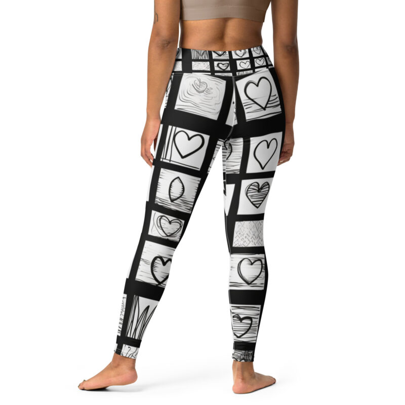 Valentine Heart Harmony Yoga Leggings with Doodle Design alternate view