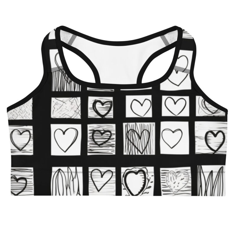 Valentine's Doodle Heartbeat Sports Bra