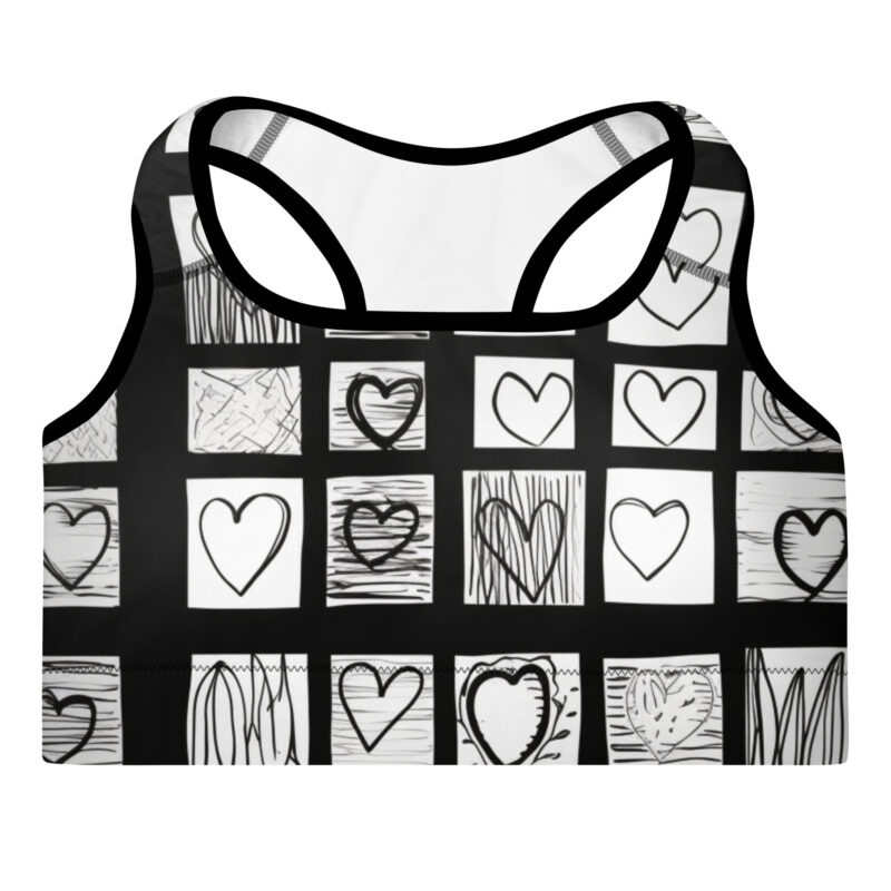 Valentine's Doodle Love Support Padded Sports Bra