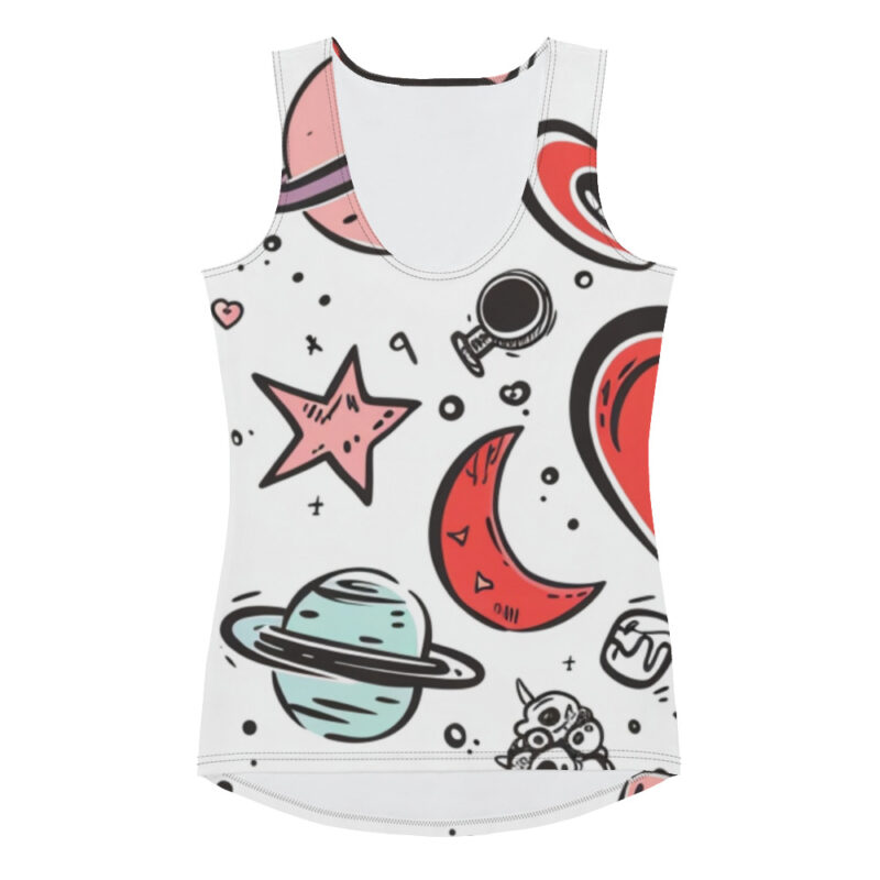 Valentine Doodle Tank Top with Chic All-Over Print alternate view