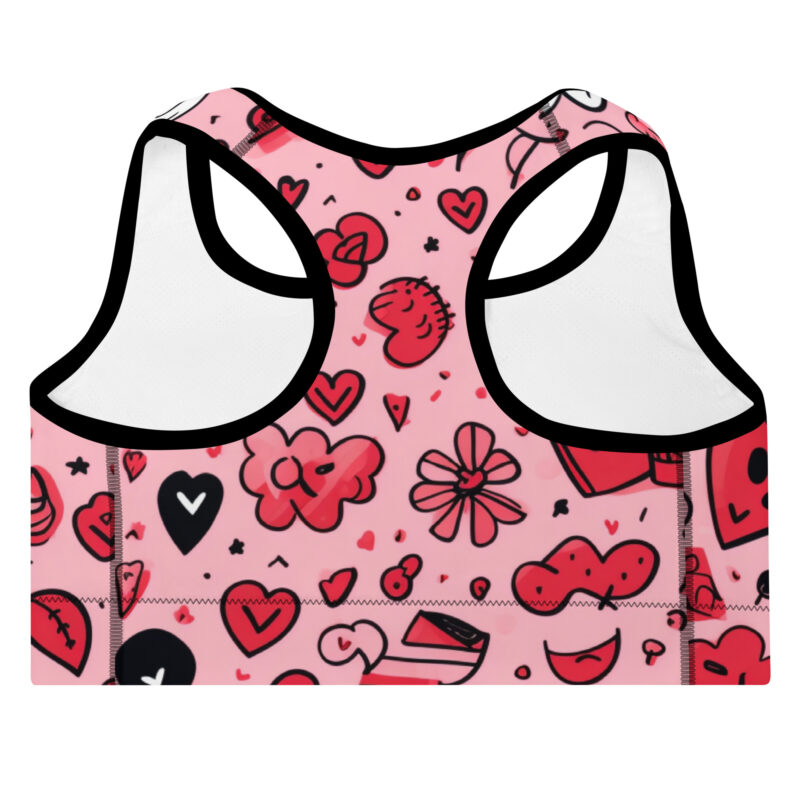 Valentine's Doodles Padded Sports Bra with Love in Motion Print alternate view